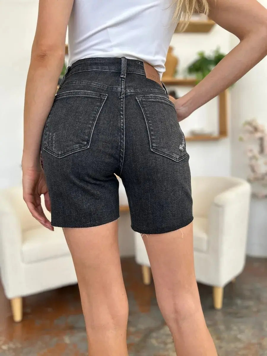 Judy Blue Full Size High Waist Rigid Magic Denim Shorts - Love Salve
